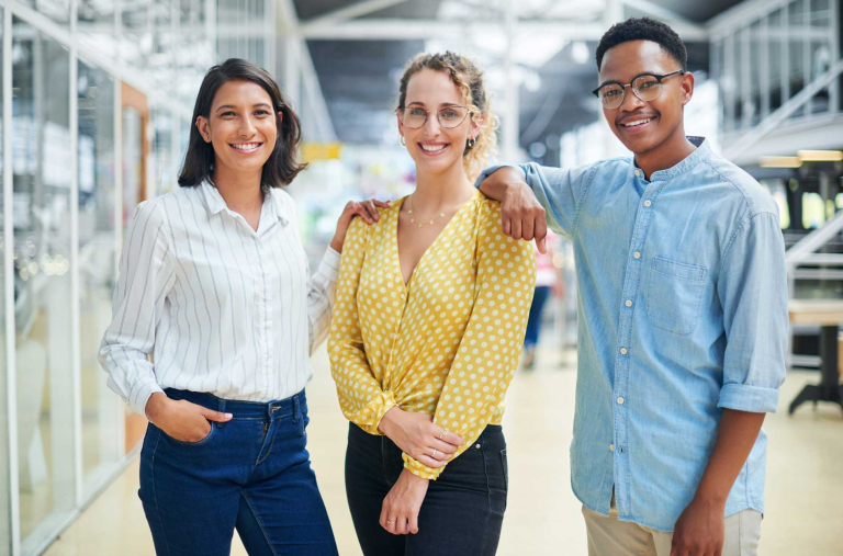 teamwork is secret ingredient portrait group confident young businesspeople working together modern office